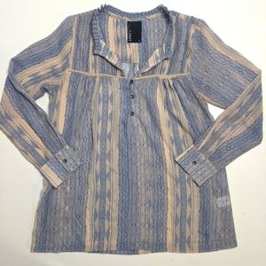 Anthropologie Dolan Blue Cream Blouse Medium